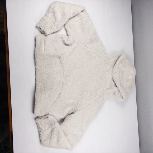 Lululemon Scuba Oversized Half Zip Cropped Sherpa Hoodie Women M/L White Opal - Picture 6 of 7